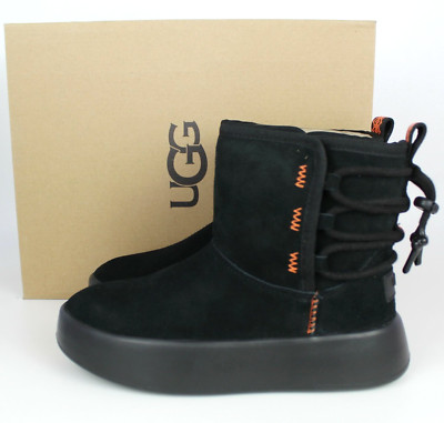 NEW UGG Boom Wool Blend Lined Comfortable Ankle Boot, Black Suede, US 5