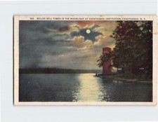 Postcard Miller Bell Tower In The Moonlight At Chautauqua Institution NY USA