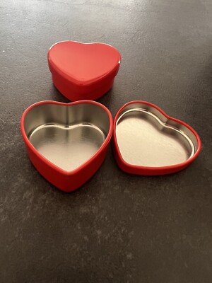 Red Coloured Heart Tins Candle Making Sweets Wedding Favours Gifts 24 X  20ML