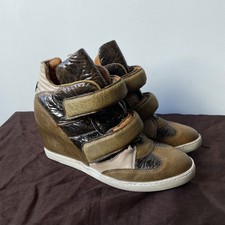 Airstep Y2K Womens Leather Green Wedge Sneake...