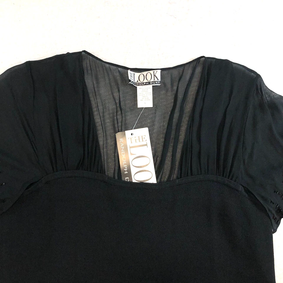 Top The Look by Randolph Duke para mujer mezcla de seda talla L manga corta con cuentas nuevo con etiquetas Foto 2 de 4