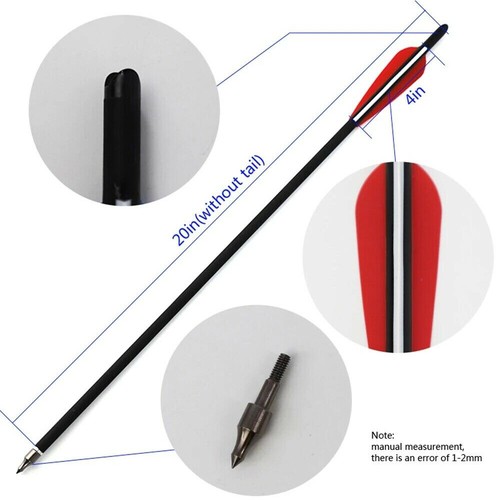 12Pcs 20-inch Carbon Crossbow Bolts with 12Pcs Arrowhead for Outdoor Hunting - Picture 6 of 16