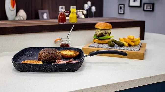 Scoville Neverstick 5x Plancha Cuadrada Parrilla Sartén 28cm Inducción