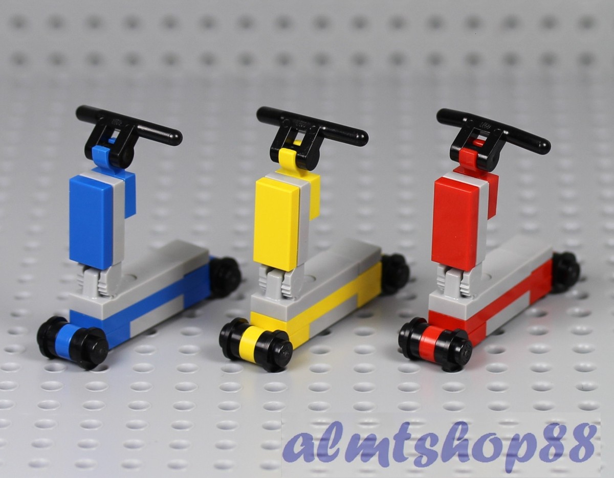 LEGO - 3x Scooter Blue Yellow Red - Kids Toy Boy Girl Minifigure