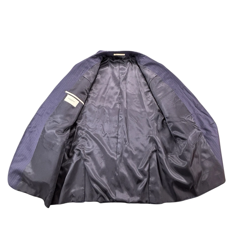 Шерстяной блейзер Burberry London куртка мужская 46R синяя в полоску сделано в США - Изображение 4 из 4