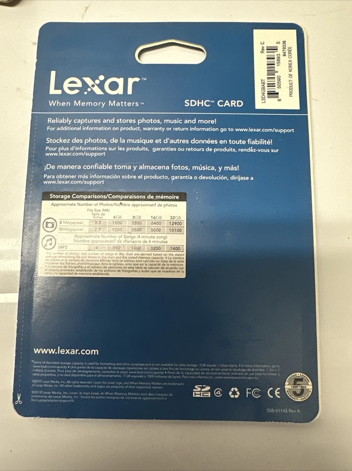 LEXAR™ When Memory Matters™ 4GB Memory Card SDHC™ - NIP - Image 2 of 2