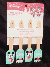 Best Brands Disney Mickey Minnie 4-Pack Green Silicone Spatula Set Christmas NWT