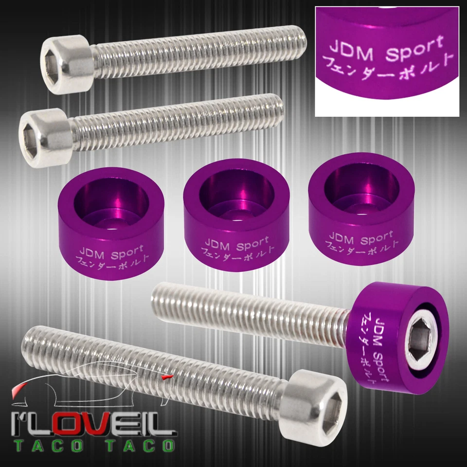 K-Series For Acura Cap/Cup/Header/M6 Fender Race/Valve Cover Washer+Bolt Purple Foto 2 de 4