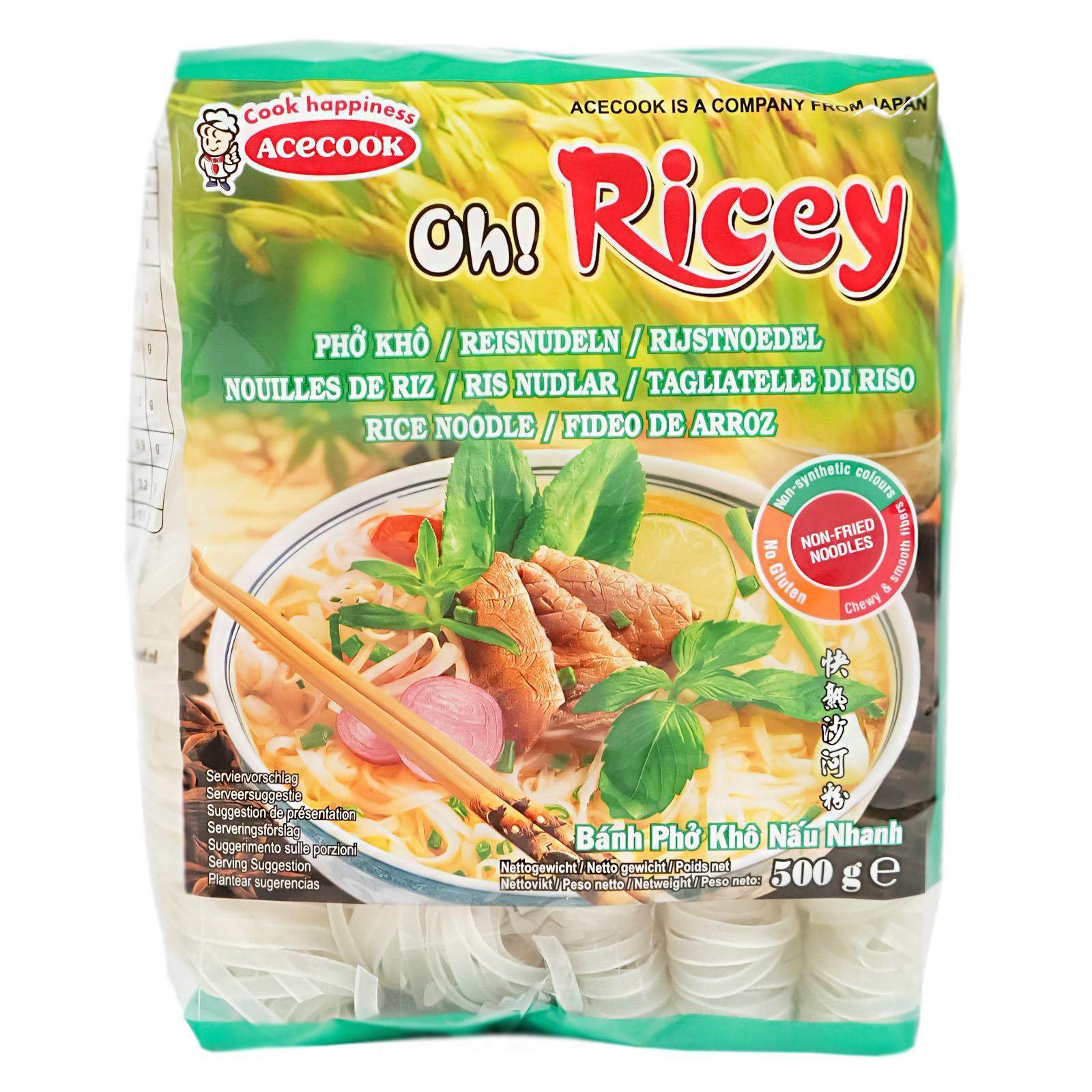 Acecook Oh ricey Banh Pho Reisnudeln 500g Reisbandnudeln für Pho Pad Thai
