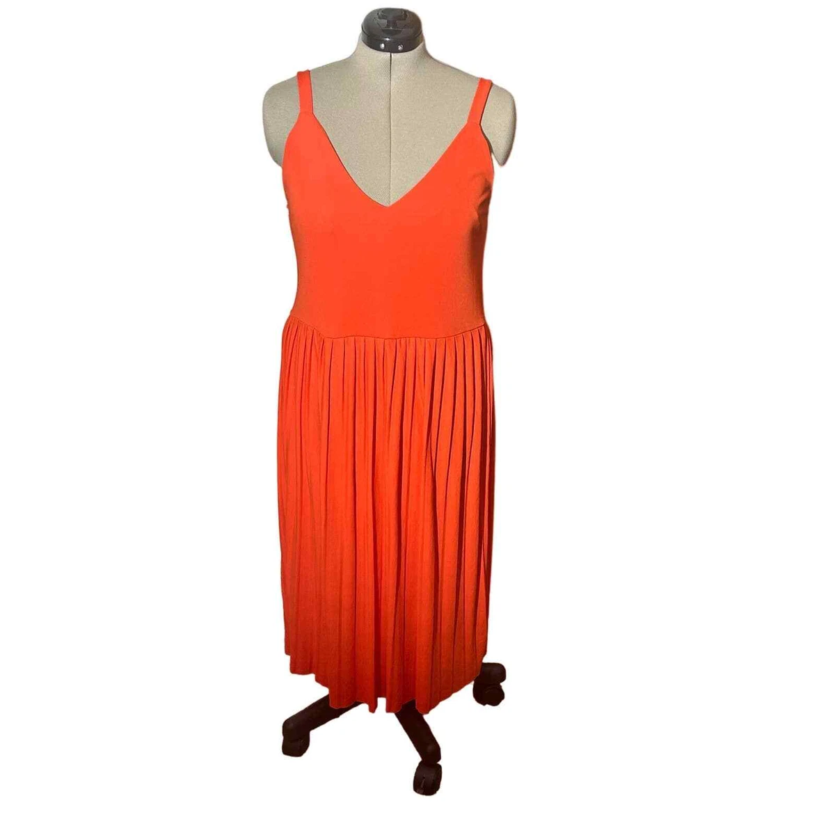 Zara orange pleated clearance dress