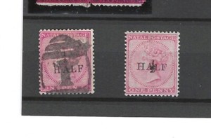 SOUTH AFRICA-NATAL-1877-1/2 P OVPTS-#59-#60-M-U-F--#402