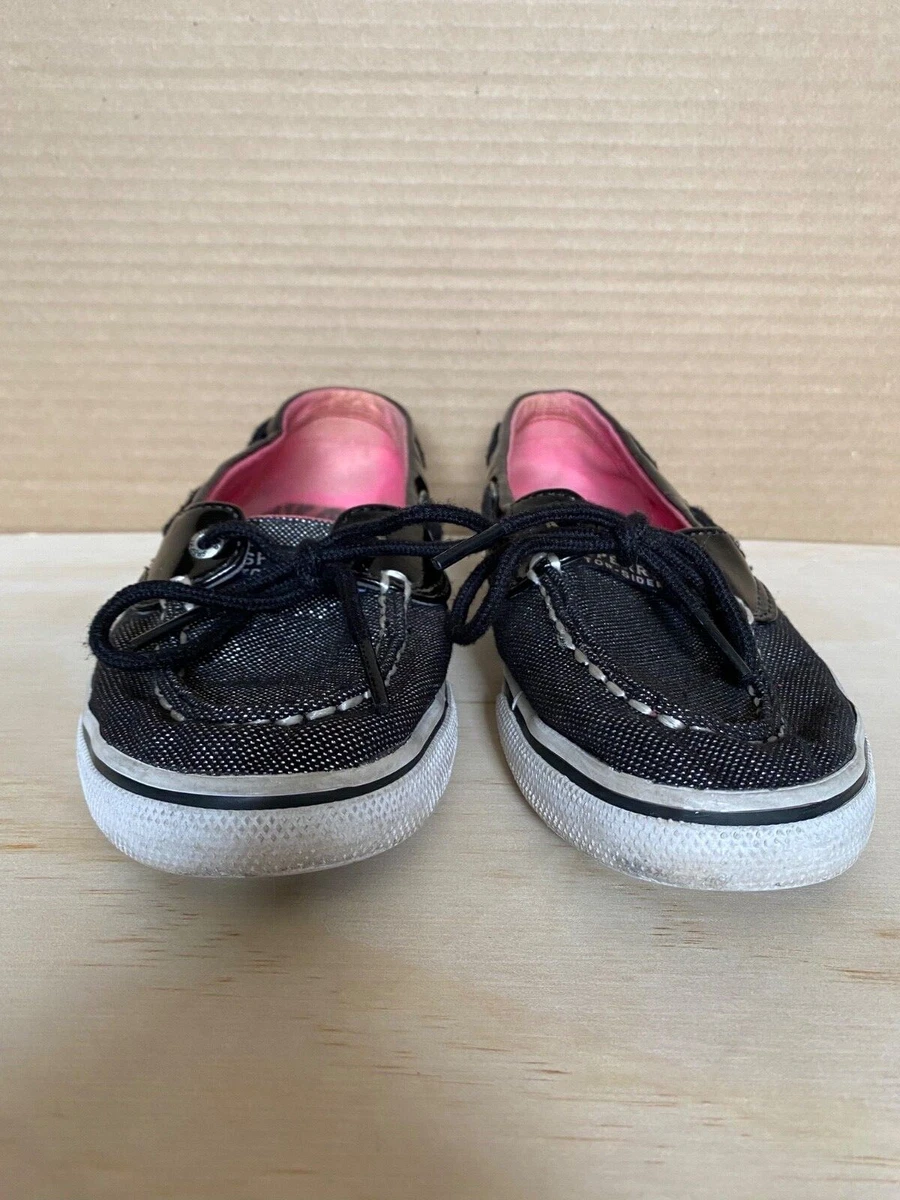 Girls black sperrys deals