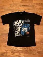 VTG 90s Nutmeg NFL Carolina Panthers League Birth SS T Shirt Rare Adult Large
