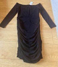 Quiz Black Mesh Ruched Dress UK 16 Dress Evening Prom Ruched Straight Dress BNWT