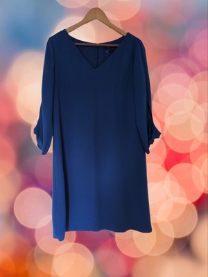 Espirit Blue 3/4 Length Sleeve Shift Dress Size 12