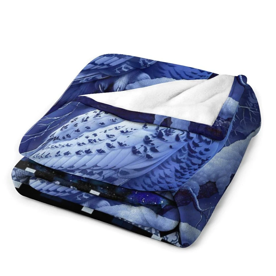 Owl Night Throw Blanket Owls Moon Print Blankets Gifts for Couch Sofa Bed Stu... - Image 3 of 4