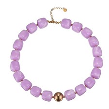 Colorful Resin Chunky Beaded Necklace for Women, Purple 16-18"