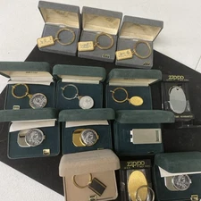 New Old Stock, Zippo Keychains Money Clips , Keychains Coin Holders 13 Pieces