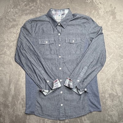 KUHL Button Down Shirt Womens Medium Gray Long Sleeve Roll Tab Hiking Outdoor