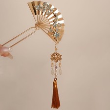 Chinese Style Fan Tassel Hairpin Bridal Hair Accessory Ancient Style Qipao Pin