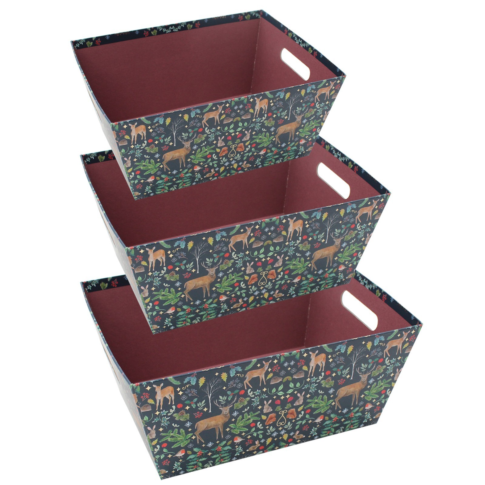 Cesta de Navidad Caja Regalo Pequeño Mediano O Grande Bosque Renos - Elegir