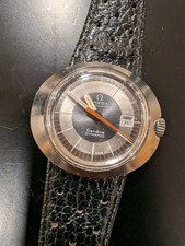 Vintage OMEGA Geneve Automatic Dynamic Black/Gray Dial Date Women's Watch 70's