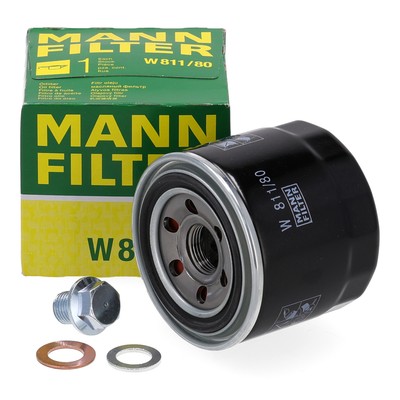 MANN W811/80 Ölfilter + Ablassschraube für HONDA HYUNDAI KIA MITSUBISHI