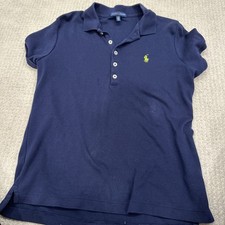 POLO RALPH LAUREN Boys Polo Shirt Youth Lg Sz 14-16 Navy Blue Classic Fit Knit