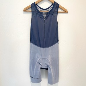 Cafe Du Cycliste Adeline Bib Cycling Shorts Mens Small Blue Zip Front Chamois