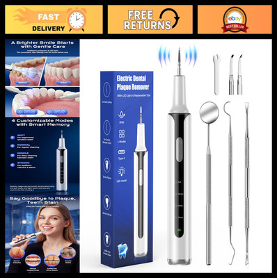Plaque Remover for Teeth, 4-Mode Electric Tartar Remover with LED Light, Recharg