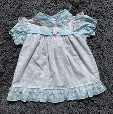 Vintage 80s 90s Floral Baby Dress with Lace Collar