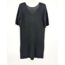 Vero Moda Black Sequin Knit V-Neck Short Slee...