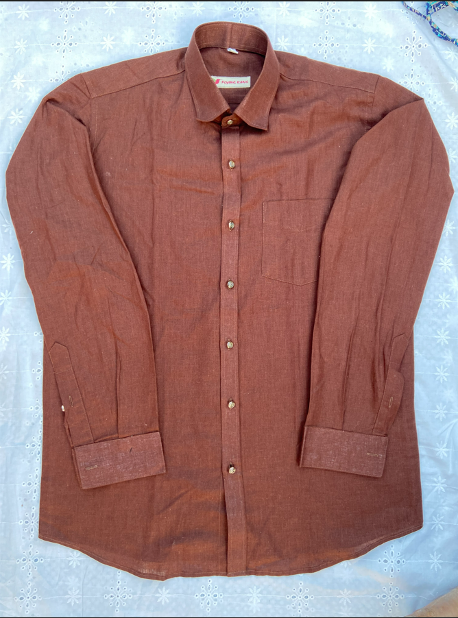 Men's Rust Brown Linen Shirt