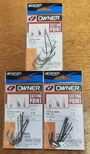 Lot Of 3. Owner Straight Wide Gap Worm Hooks 5103-111. 6pk. 1/0