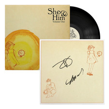 She & Him SIGNED LP Volume One ZOOEY DESCHANEL & M. WARD Vinyl Record ~ PRESALE!