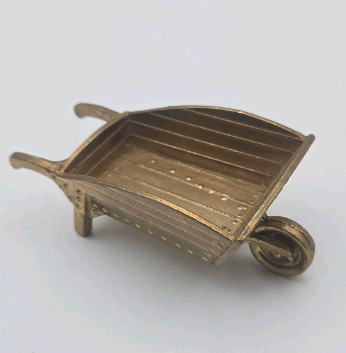 Vintage Brass Wheelbarrow Miniature Made In England Figurine