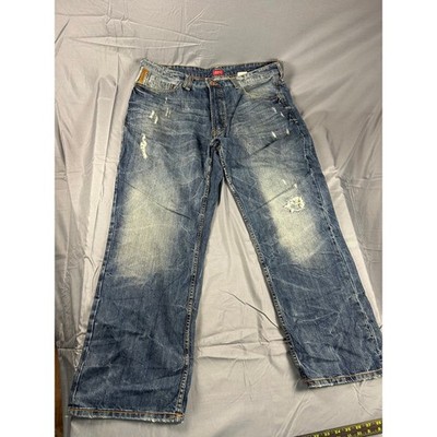 Sean John Relaxed Hamilton Mens Blue Distressed Denim Jeans 38x30