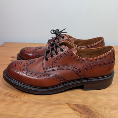 Joseph Cheaney Avon Wingcap Derby Shoes Men Size 9 Calf Leather Brogue Dark Leaf