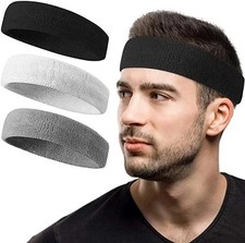 Cotton Sweat Headband Sweatband Head Band Terry Gym Workout Sports Sweatbands
