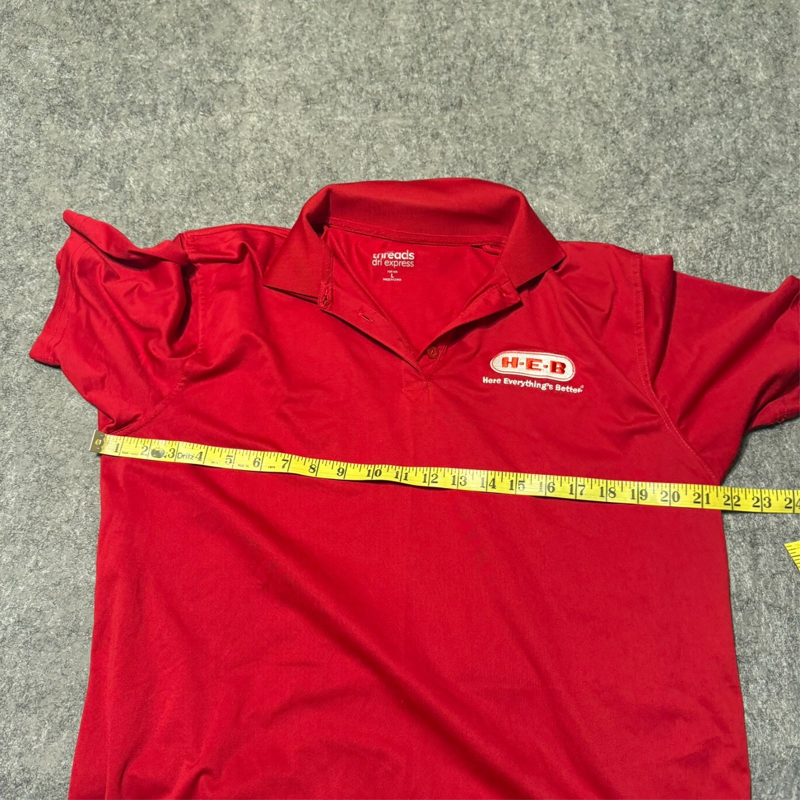 Threads Dri Express Unisex Adults Polo Size L Red H-E-B Employee Manager thumbnail 4