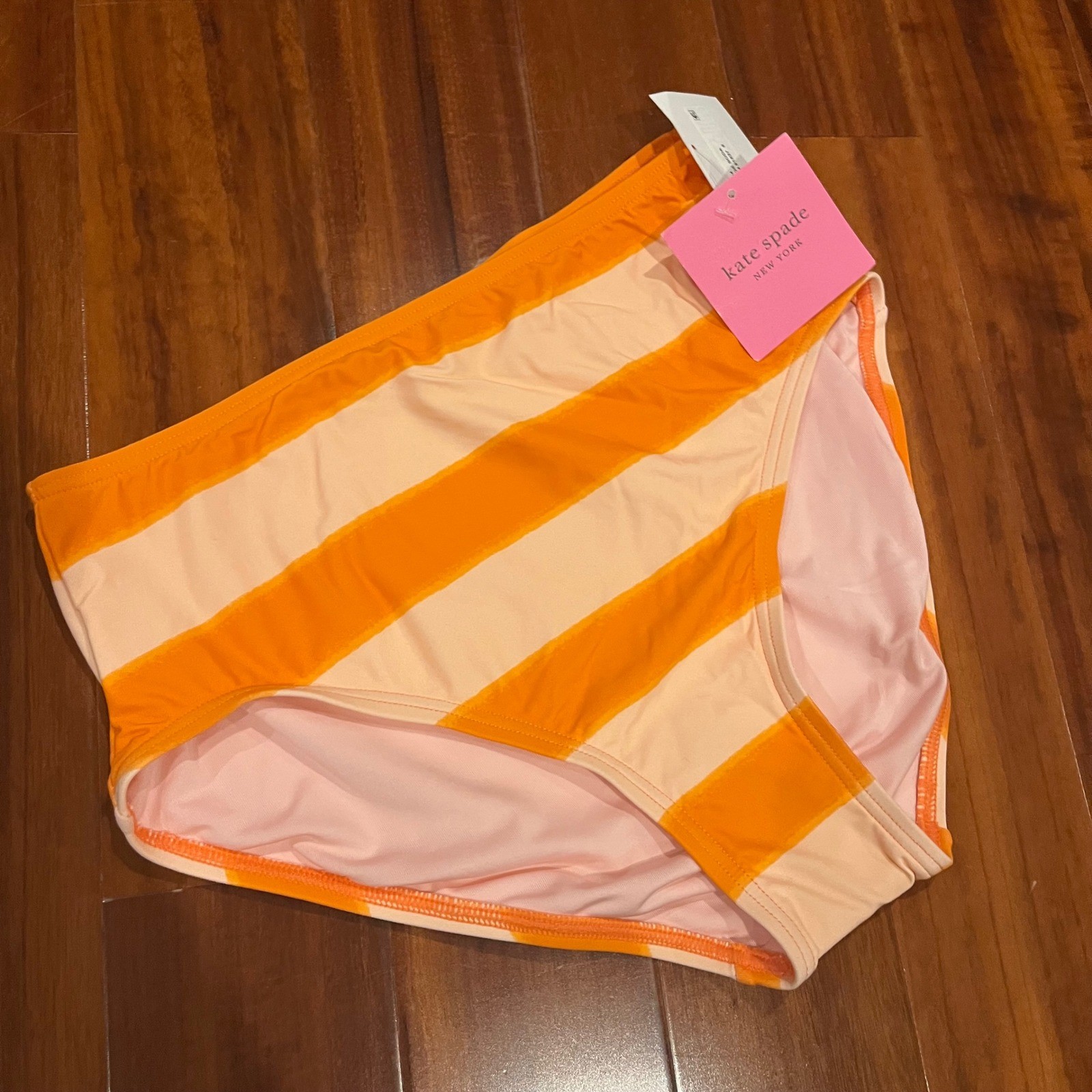 Kate Spade Bikini Bottom Swim Orange Soda Stripe Swimwear New NWT Extra Small XS