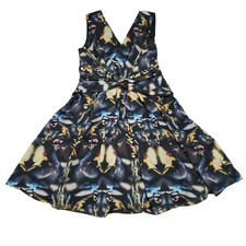 TED BAKER Womens Fit-Flare Dress Size 3 US8 Birds Print Sleeveless Chiffon