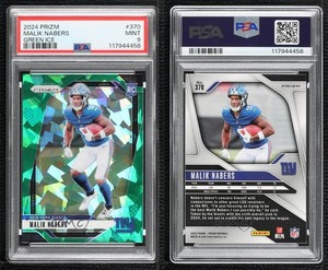 2024 Panini Prizm Rookies Green Ice Malik Nabers #370 PSA 9 MINT Rookie RC