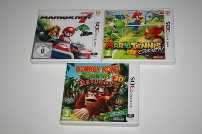 MARIOKART 7 + MARIO TENNIS OPEN + DONKEY KONG COUNTRY RETURNS _ NINTENDO 3DS 2DS