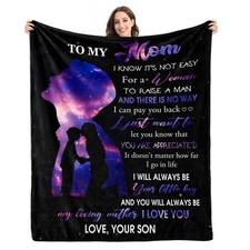 Gifts for Mom from Son, Mothers Day, Birthday Throw Blanket, 60 x 50 Size