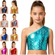 Girls Tank Shiny Vest Sparkly Top Hip Hop Dance Contemporary Jazz Gymnastics