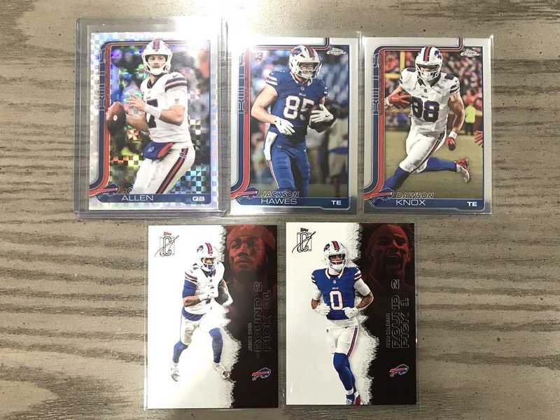 Buffalo Bills 5‑Card Lot – Josh Allen,  Knox, Hawees RC, Cook, Coleman – NFL