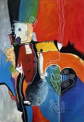 Original Acrylic painting on rolled canvas signed. Unframed. Size: 25  X  36 