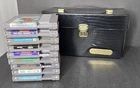 Vintage Nintendo NES Game Storage Case 10 Cartridge Holder & 9 untested Games