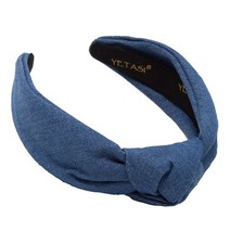 Dark Blue Denim Knotted Headband Fashion Top Knot Adjustable Women Girls